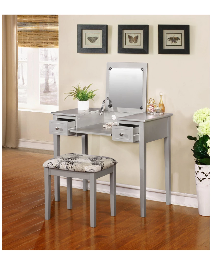 Hot Sale π€© Linon Furniture Linon Silver Butterfly Vanity Set Home Nightstands π 4 Hot Sale π€© Linon Furniture Linon Silver Butterfly Vanity Set Home Nightstands π - Image 2