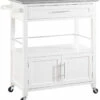 New ❤️ Linon Furniture Linon Cameron White Kitchen Cart Home Bar Carts & Accessories 🧨