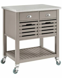 Discount 🌟 Linon Furniture Linon Robbin Gray Wood Kitchen Cart Home Bar Carts & Accessories ✔️