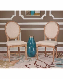 Hot Sale 😀 Linon Furniture Linon Liberty Linen Oval Back Chair Home Accent Chairs ✔️