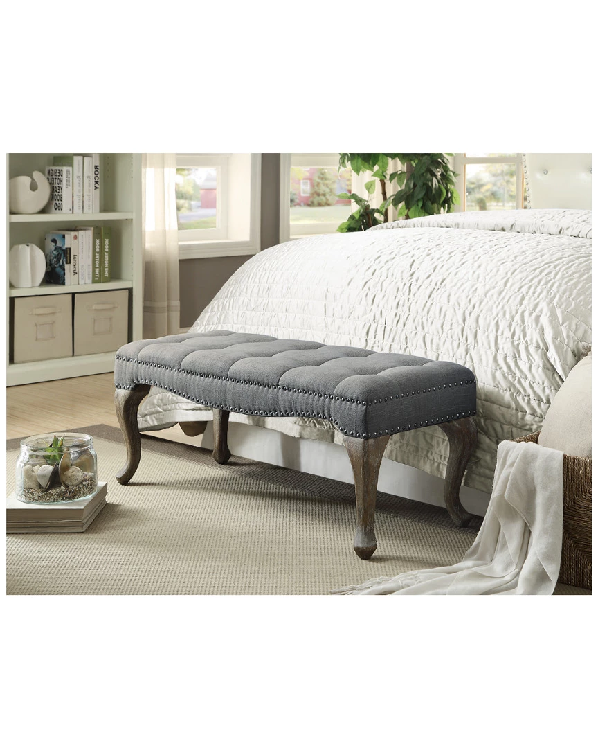 Brand new π Linon Furniture Linon Loire Cabriolet Washed Gray Linen Bench Home Accent Chairs π 4 Brand new π Linon Furniture Linon Loire Cabriolet Washed Gray Linen Bench Home Accent Chairs π - Image 2