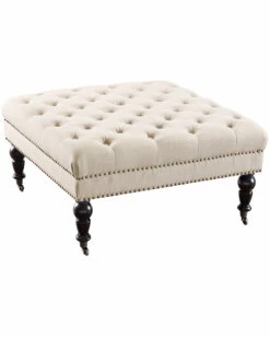 Coupon 🔔 Linon Furniture Linon Isabelle Natural Square Tufted Ottoman Home Ottomans & Poufs 🎁