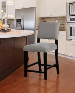 Cheapest 🔥 Linon Furniture Linon Corey Dark Gray Washed Velvet Counter Stool Home Dining Chairs & Stools 🧨 -Linon Furniture Store 3050297330 RLLZ 2