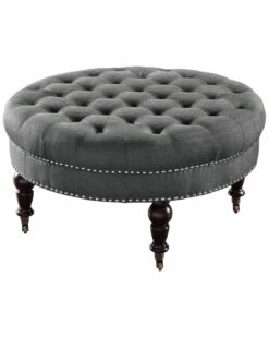 Deals ✨ Linon Furniture Linon Isabelle Round Tufted Ottoman Home Ottomans & Poufs 🔔