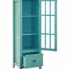 Best Sale 🎁 Linon Furniture Linon Largo Antique Turquoise Glass Door Cabinet Home Bookcases & Shelving 🛒 -Linon Furniture Store 3050491253 RLLZ 1