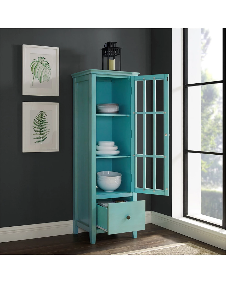 Best Sale π Linon Furniture Linon Largo Antique Turquoise Glass Door Cabinet Home Bookcases & Shelving π 4 Best Sale π Linon Furniture Linon Largo Antique Turquoise Glass Door Cabinet Home Bookcases & Shelving π - Image 2