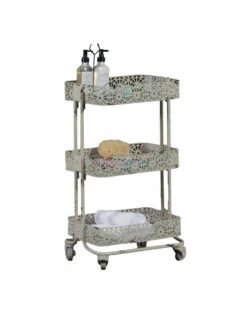 Hot Sale 🌟 Linon Furniture Linon Cream Metal Three Tier Cart Home Bookcases & Shelving 🧨 -Linon Furniture Store 3050579580 RLLZ 2