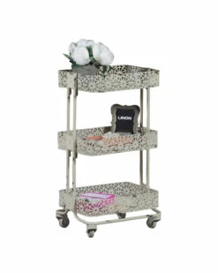 Hot Sale 🌟 Linon Furniture Linon Cream Metal Three Tier Cart Home Bookcases & Shelving 🧨 -Linon Furniture Store 3050579580 RLLZ 3