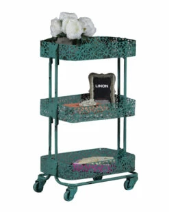 Buy 🤩 Linon Furniture Linon Turquoise Metal Three Tier Cart Home Bar Carts & Accessories ⭐ -Linon Furniture Store 3050579581 RLLZ 3