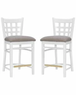 Wholesale ✨ Linon Furniture Linon Lola White Upholstered Counter Stools Set Of 2 Home Dining Chairs & Stools 😀