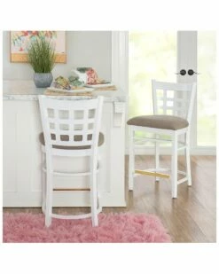 Wholesale ✨ Linon Furniture Linon Lola White Upholstered Counter Stools Set Of 2 Home Dining Chairs & Stools 😀 -Linon Furniture Store 3050590824 RLLZ 5