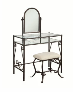 Best Sale 💯 Linon Furniture Linon Clarisse Metal Vanity Set Home Nightstands ⭐