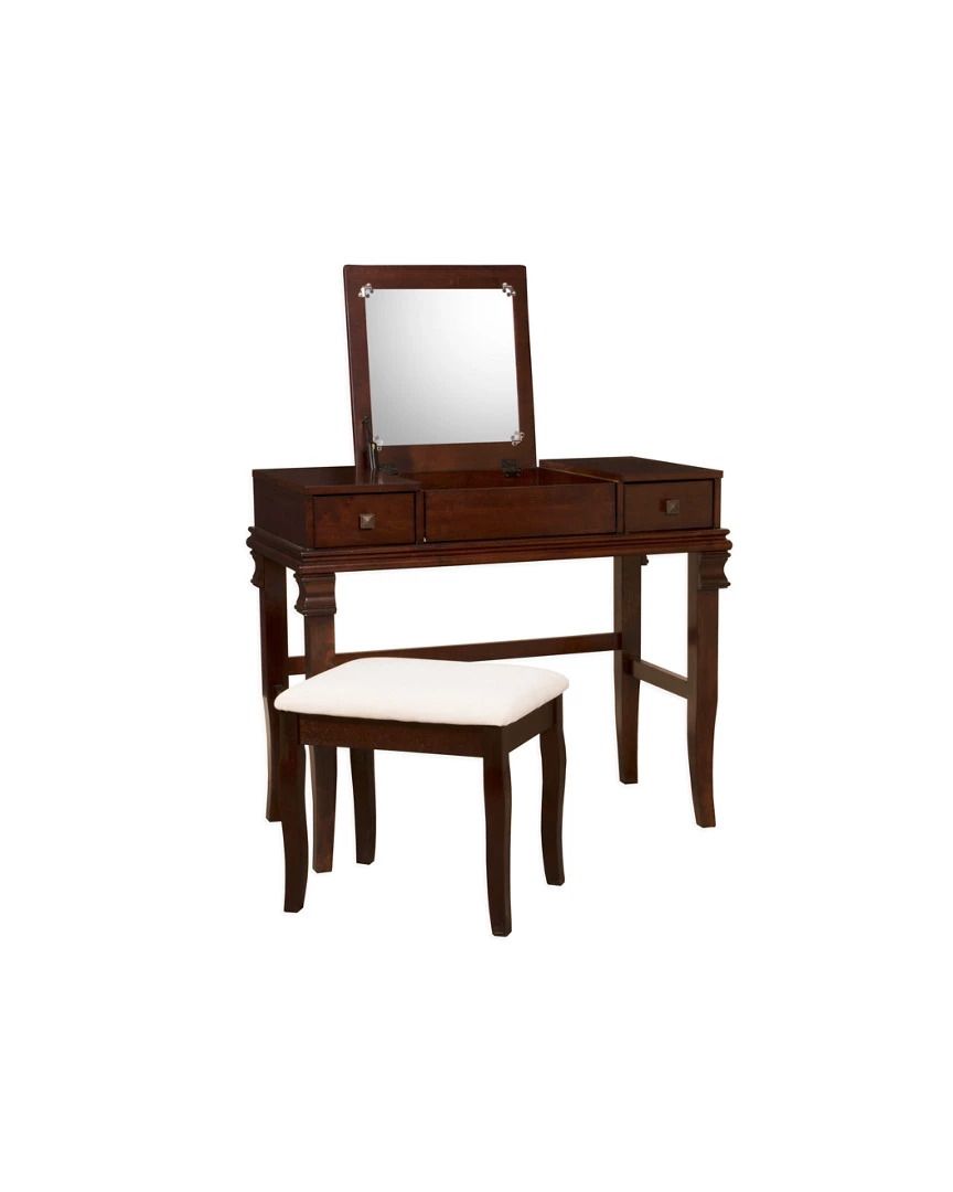 Best deal 𧨠Linon Furniture Linon Angela Walnut Vanity Set Home Nightstands π 4 Best deal 𧨠Linon Furniture Linon Angela Walnut Vanity Set Home Nightstands π - Image 2