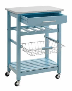 Wholesale 🔥 Linon Furniture Linon Clarke Blue Kitchen Cart Home Bar Carts & Accessories 💯 -Linon Furniture Store 3050634765 RLLZ 3