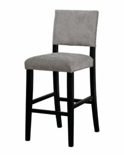 Wholesale 🌟 Linon Furniture Linon Clayton Dark Gray Washed Velvet Bar Stool Home Dining Chairs & Stools 🔥