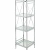 Hot Sale 🥰 Linon Furniture Linon Pinnacle Chrome And Glass Four Tier Shelf Home Bookcases & Shelving 🛒