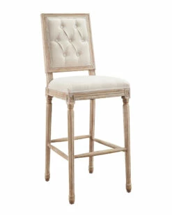 Buy 🎁 Linon Furniture Linon Avalon Linen Tufted Square Back Bar Stool Home Dining Chairs & Stools 👍