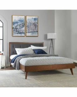 Best deal 🎉 Linon Furniture Linon Upholstered Platform Mid Century Bed Home Beds & Headboards ⌛