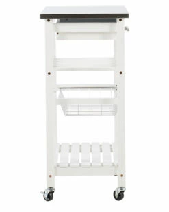 Hot Sale 💯 Linon Furniture Linon Clarke White Kitchen Cart Home Bar Carts & Accessories 🌟 -Linon Furniture Store 3050739500 RLLZ 3