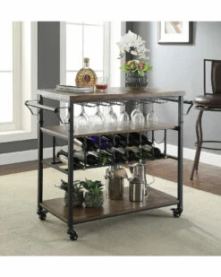 Deals 🔥 Linon Furniture Linon Bryant Wine Cart Home Bar Carts & Accessories 💯
